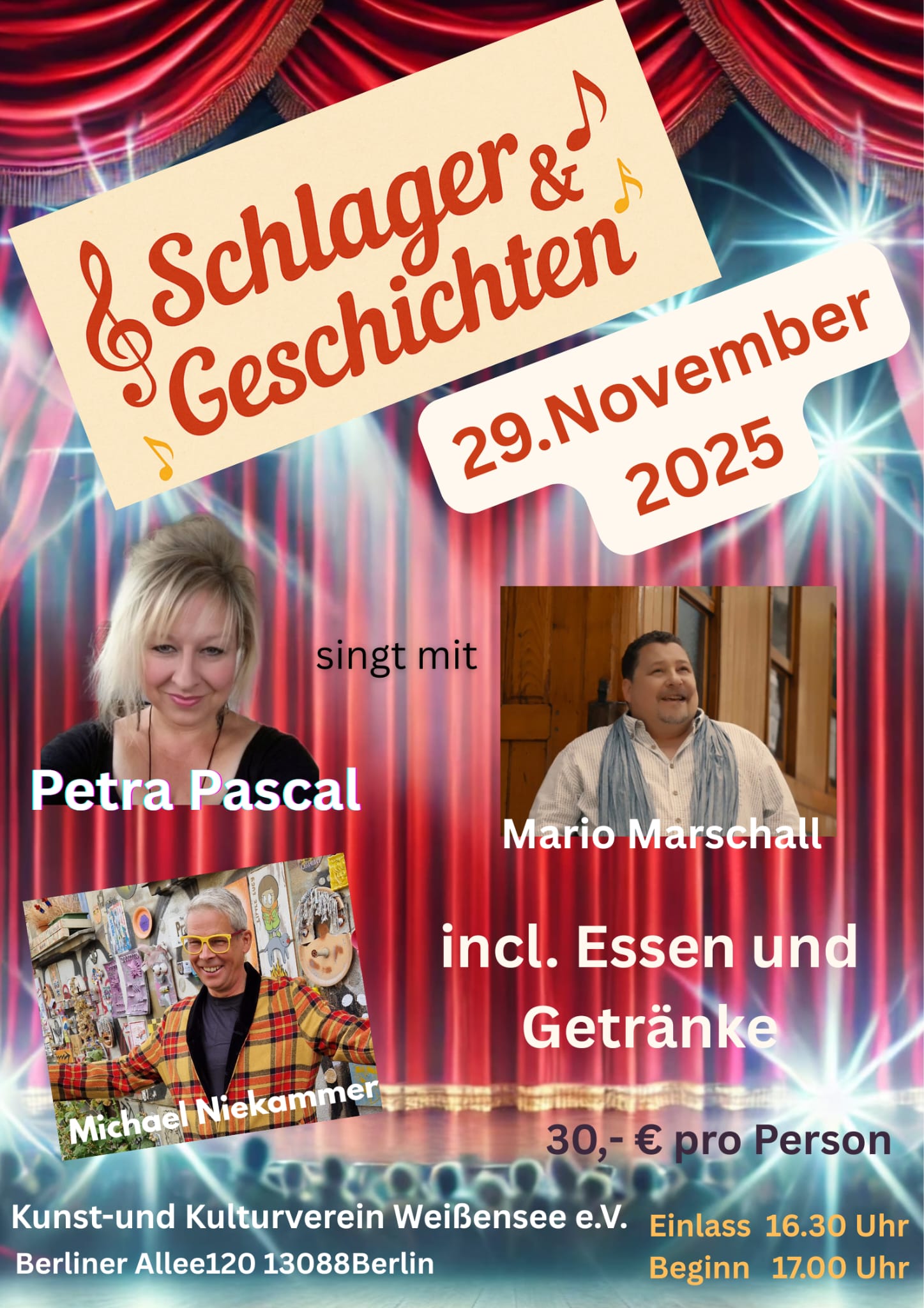 Schlager und Geschichten am 29.11.25 im Kaufmuseum Weißensee. Auf dem Bild zu sehen sind Mario Marschall und Petra Pascal